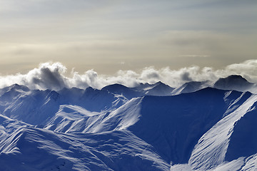 Image showing Snow mountains in evening