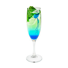 Image showing Layered cocktail blue and green