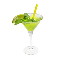 Image showing Green cocktail ice and mint