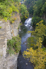 Image showing Finger lakes region waterfall in the summer