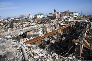 Image showing NEW YORK -November12: Destroyed homes during Hurricane Sandy in 