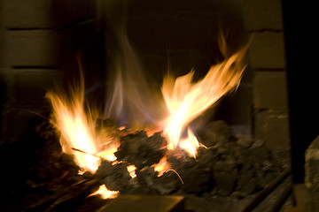 Image showing Sparks and fire in forge