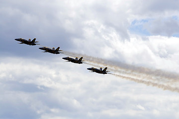 Image showing Blue Angels Fly in Tight Formation