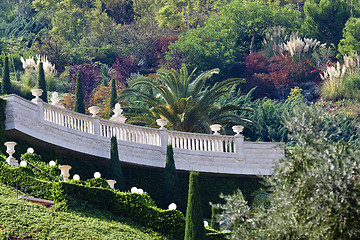 Image showing Magnificent park near to center Bahai of religion.