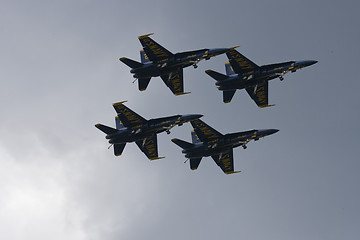 Image showing Blue Angels Fly in Tight Formation