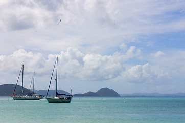 Image showing Caribbean. Floating boats