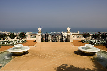 Image showing Magnificent park near to center Bahai of religion.