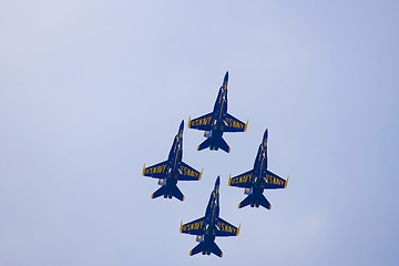 Image showing Blue Angels Fly in Tight Formation