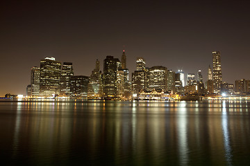 Image showing Manhattan skyline at Night Lights