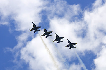 Image showing Blue Angels Fly in Tight Formation