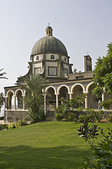 Image showing Mount of beatitudes church, sea of galilee, Israel 