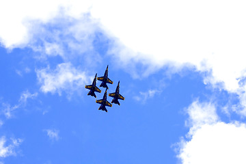 Image showing Blue Angels Fly in Tight Formation