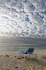 Image showing A sun-chair on a Caribbean beach