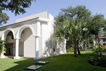 Image showing View of house with tropical plants