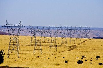 Image showing Power lines at desert 