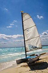 Image showing Sailboat is wating for sailing