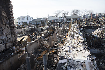 Image showing NEW YORK -November12: Destroyed homes during Hurricane Sandy in 