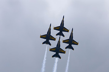 Image showing Blue Angels Fly in Tight Formation