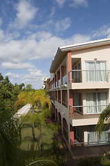 Image showing View of house with tropical plants