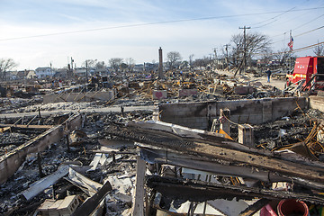 Image showing NEW YORK -November12: The fire destroyed around 100 houses durin