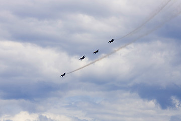 Image showing Blue Angels Fly in Tight Formation