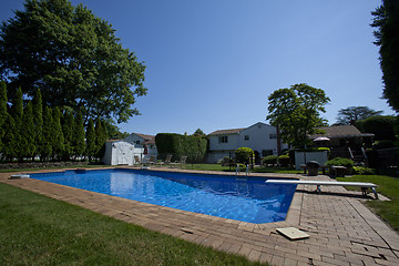 Image showing clear blue sky and pool.