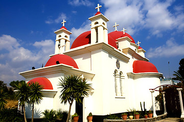 Image showing Greek Church of the 12 Apostles, Capernaum . Israel.