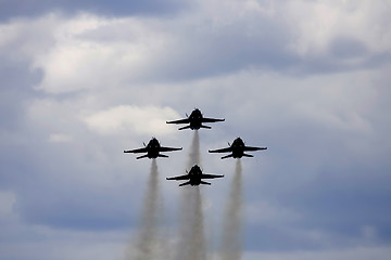 Image showing Blue Angels Fly in Tight Formation
