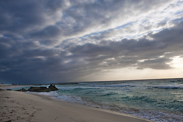 Image showing Caribbean beach on cloudy day 