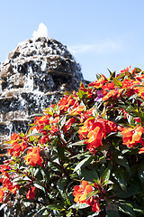 Image showing  Fountain with beautiful flowers 