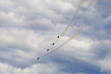 Image showing Blue Angels Fly in Tight Formation