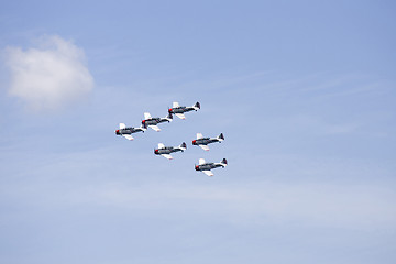 Image showing Several planes performing in an air show at Jones Beach