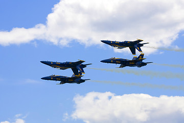 Image showing Several planes performing in an air show at Jones Beach