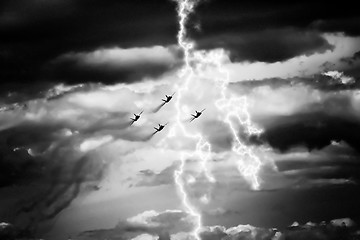 Image showing Blue Angels Fly in Tight Formation