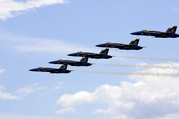 Image showing Blue Angels Fly in Tight Formation