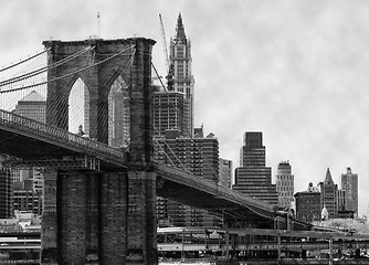 Image showing Brooklyn Bridge New York and East River