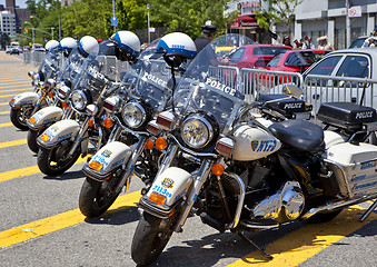 Image showing Police Bikes in a row