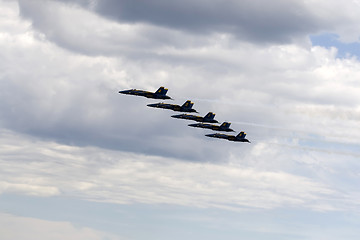 Image showing Blue Angels Fly in Tight Formation