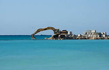 Image showing Yellow Excavator at Work