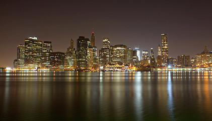 Image showing Manhattan skyline at Night Lights