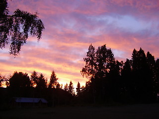 Image showing Sunset over the field