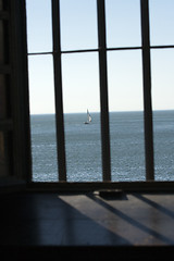 Image showing Yacht seen though window