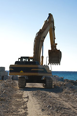 Image showing Yellow Excavator at Work