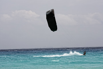 Image showing Kite surfer with the kite waiting for the wind