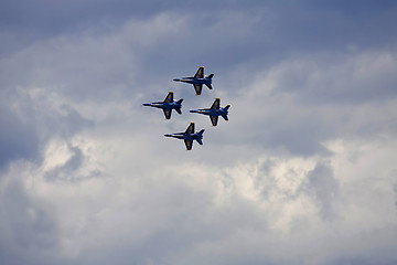 Image showing Blue Angels Fly in Tight Formation