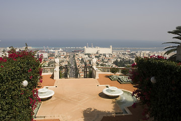 Image showing Magnificent park near to center Bahai of religion.