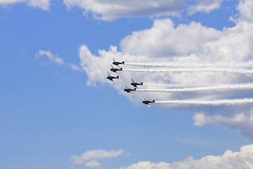 Image showing Several planes performing in an air show at Jones Beach