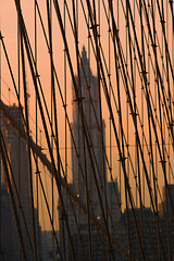 Image showing Brooklyn Bridge on sunset, New York, USA