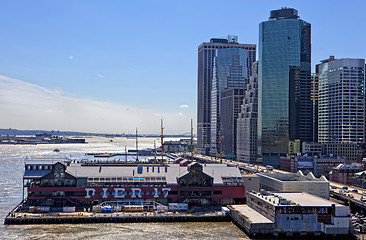 Image showing NEW YORK CITY -Apr 21. The historic Pier17 with the modern offic