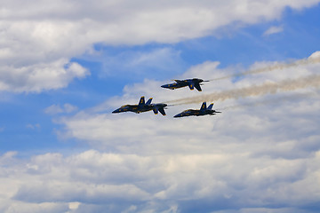 Image showing Blue Angels Fly in Tight Formation